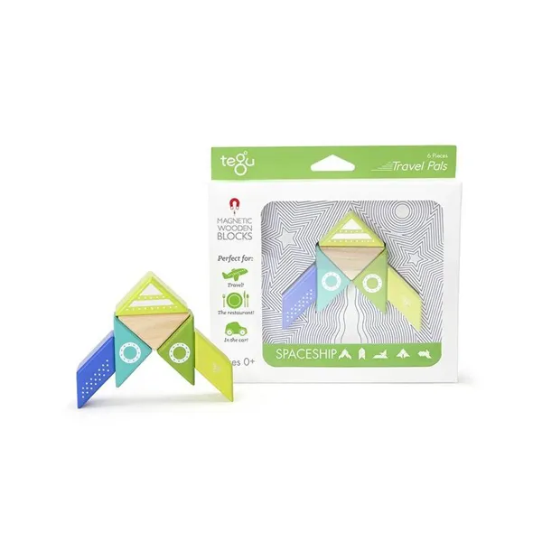 tegu - 5700706 - 6 magnetic wooden building blocks spaceship SV