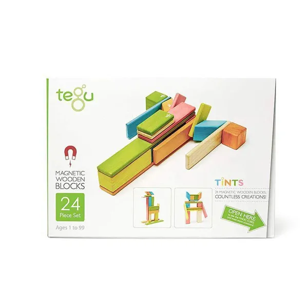tegu - 5701367 - 24 colourful magnetic wooden building blocks