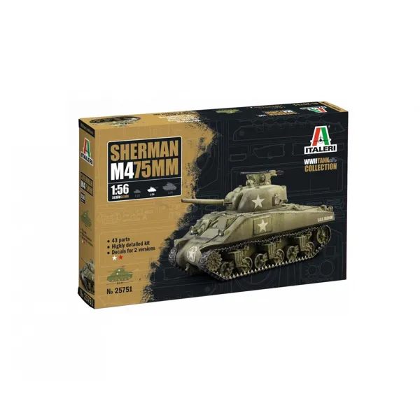 ITALERI - 510025751 - 1:56 US M4 Sherman (75 mm)
