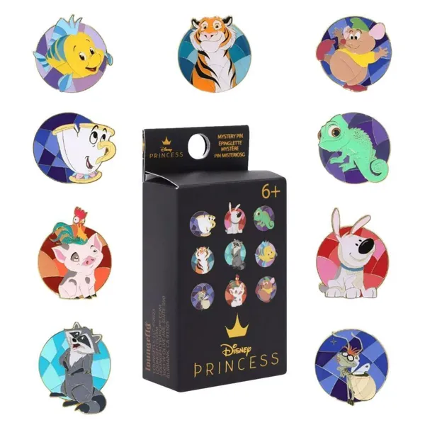 Funko - FKWDPN2799 - Disney by Loungefly Ansteck-Pins Blind Box Prinzessin Tier Fleck Glas Display (