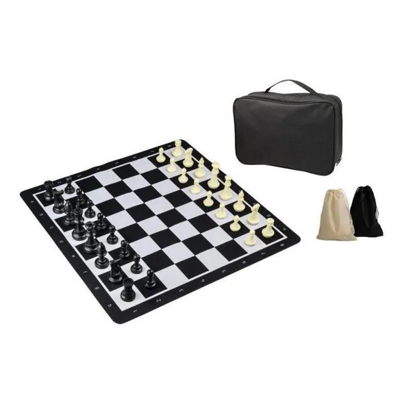 Philos GmbH & Co. KG - 2502 - Chess set, rollable, 55 mm square, with plastic pieces and carrying bag
