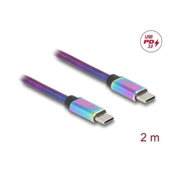 Delock - 81116 - USB 2.0 Kabel USB Type-C Stecker zu Stecker mit Metallmantel irisierend P