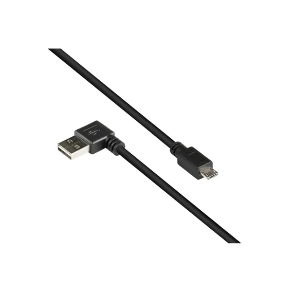 VARIA Group - SO-35683 - Anschlusskabel USB 2.0 EASY Stecker A gewinkelt an Stecker Micro B, schwarz, 3m