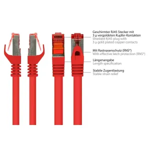 VARIA Group - SO-36404 - Patchcable Cat.6a, S/FTP, 0.15m, red