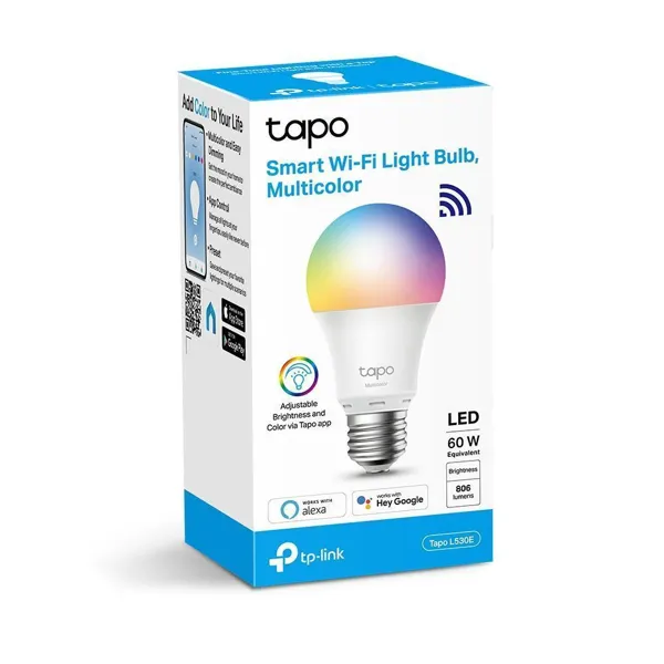 TP-LINK - TPLLTAPOL530E - TP-Link Tapo L530E Smart Wi-Fi Light Bulb Multicolour E27