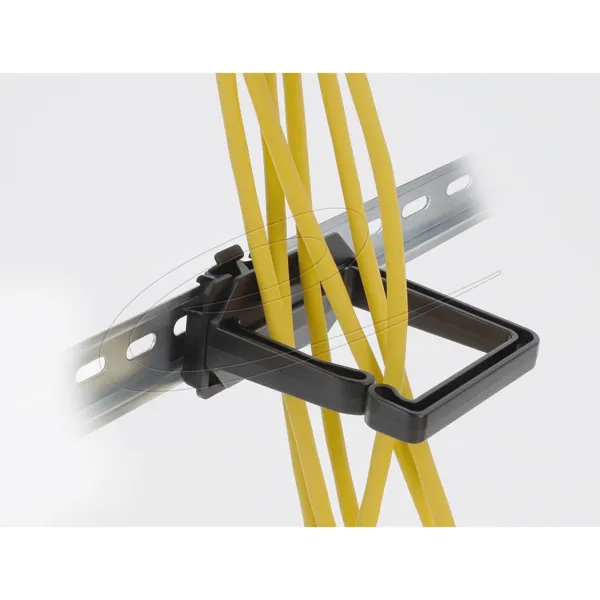 Delock - 90770 - Delock cable bracket 70 x 70 mm with mounting plate for DIN rail mounting black