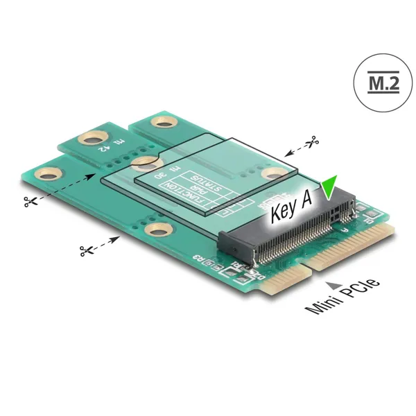 Delock - 64339 - Delock Adapter Mini PCIe male to M.2 Key A Slot