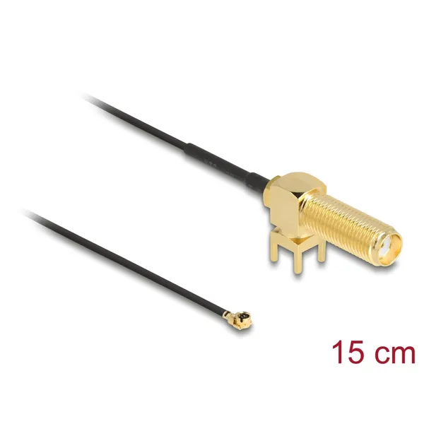 Delock - 12034 - Delock antenna cable SMA 90 PCB female for installation to I-PEX Inc, MHF I male 1