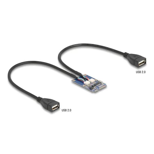 Delock - 64346 - Delock Mini PCIe Adapter full size to 2 x USB 2.0 Type-A socket 30 cm