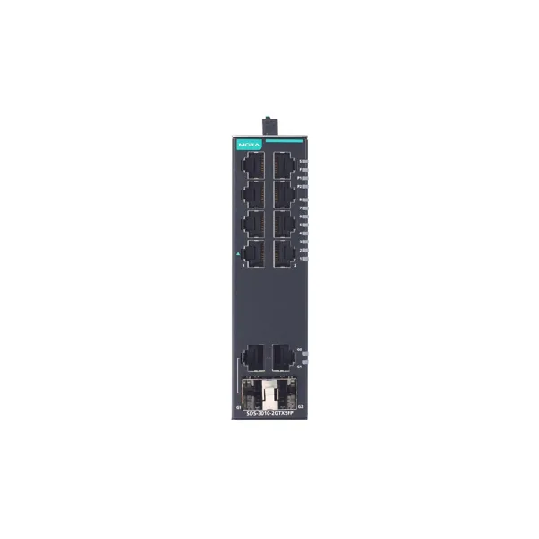 MOXA - SDS-3010-2GTXSFP-T - Compact industrial smart Ethernet switch with 8 10100BaseT(X) ports, 2 101001000