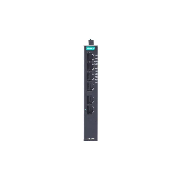 MOXA - SDS-3006-T - Compact industrial smart Ethernet switch with 6 10100BaseT(X) ports, dual 122448