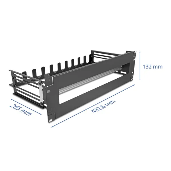 Delock - 67282 - Delock 19 circuit breaker strip with cover, cable strain relief rail and tie bar