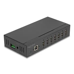 Delock - 60687 - Delock industrial hub 7 x USB 2.0 Type-A with 15 kV ESD protection and DIN rail mounting