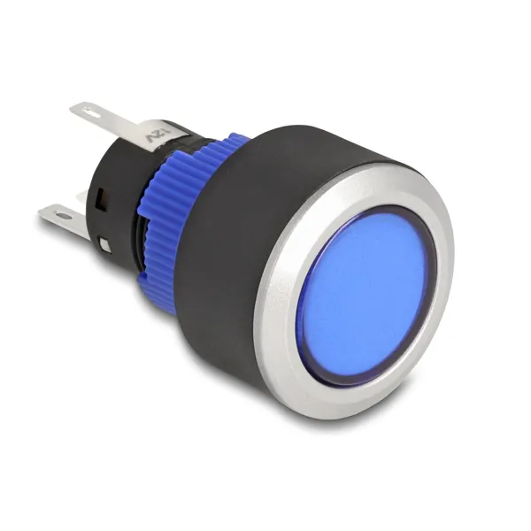 Delock - 22049 - Delock push button protruding for installation 22 mm 5 x solder connection blue