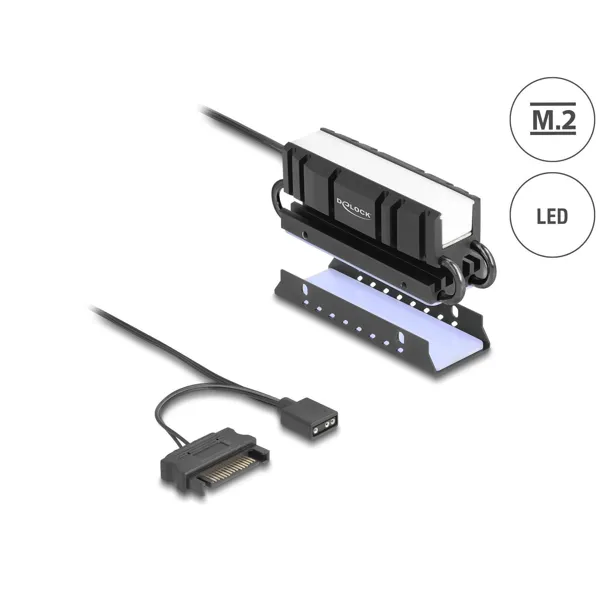 Delock - 18460 - Delock M.2 Kühlkörper für SSD 2280 mit RGB LED Beleuchtung
