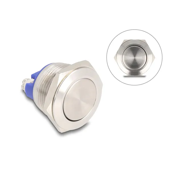Delock - 22040 - Delock push button for installation 19 mm 2 x screw terminal push button flat