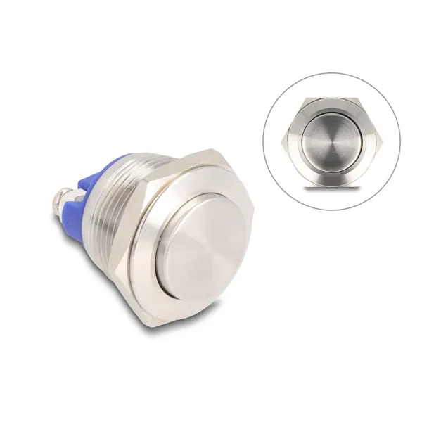 Delock - 22042 - Delock push button for installation 19 mm 2 x screw terminal Push button high