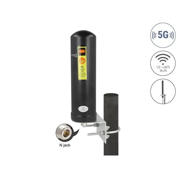 Delock - 96093 - Delock 5G LTE antenna N socket 3 - 5 dBi omnidirectional wall and mast mounting o