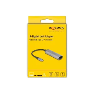 Delock - 81591 - Delock USB Type-C Netzwerk Adapter 5 Gigabit LAN 1 x RJ45 mit Power Delivery PD