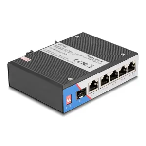 Delock - 80164 - Delock Industrie Gigabit Ethernet Switch 4 Port PoE 1 Port RJ45 1 Port SFP für H